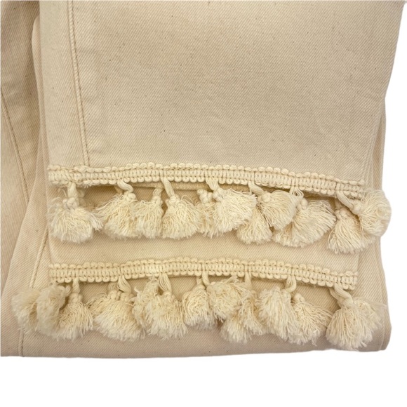 NWOT Talbots Tassel Crop Denim Pants 10 Cream - Picture 5 of 16